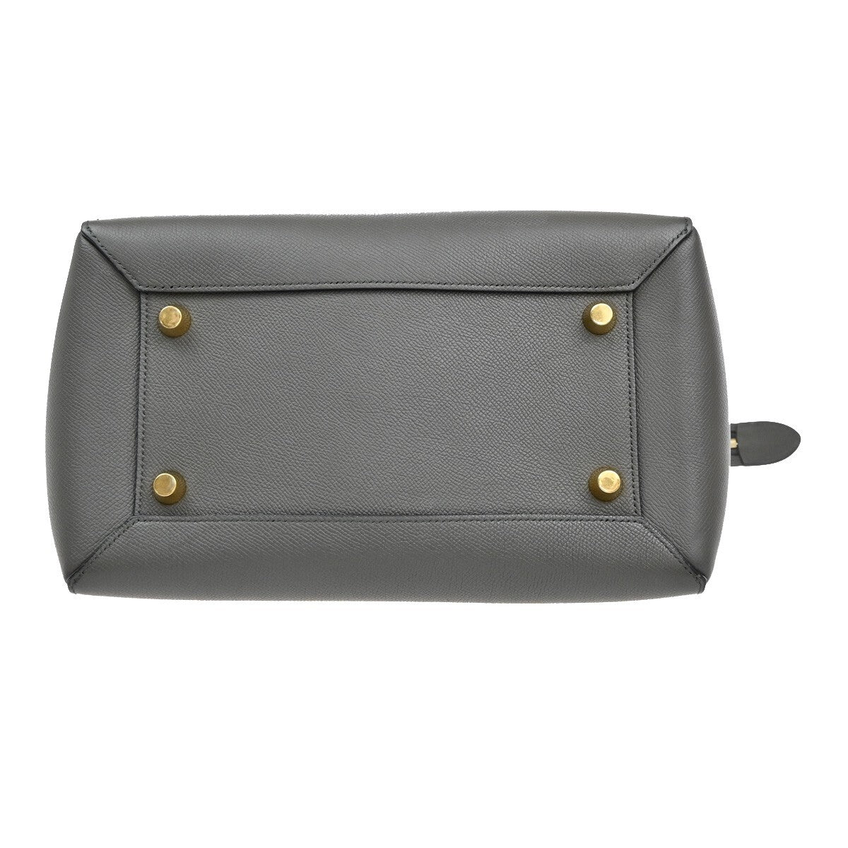 CELINE Logo Belt Bag Mini 2Way Shoulder Hand Bag Leather Gray GHW Italy 25EE372