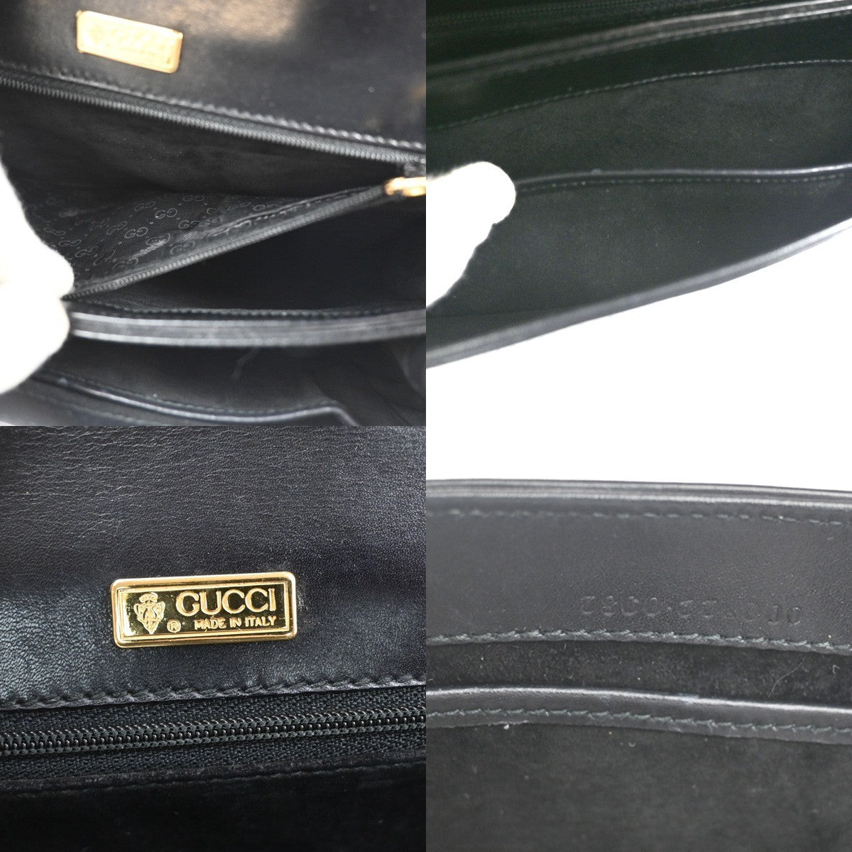 GUCCI Logo Top Handle Hand Bag Leather Black GHW Italy 62KC512