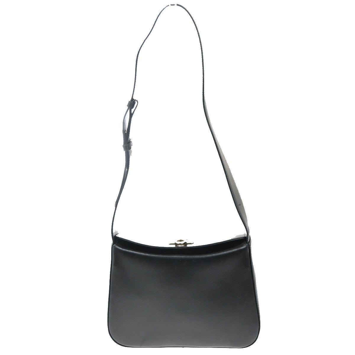 SALVATORE FERRAGAMO Gancini Logo Shoulder Bag Leather Black GHW Italy 30MA368