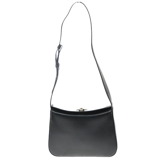 SALVATORE FERRAGAMO Gancini Logo Shoulder Bag Leather Black GHW Italy 30MA368