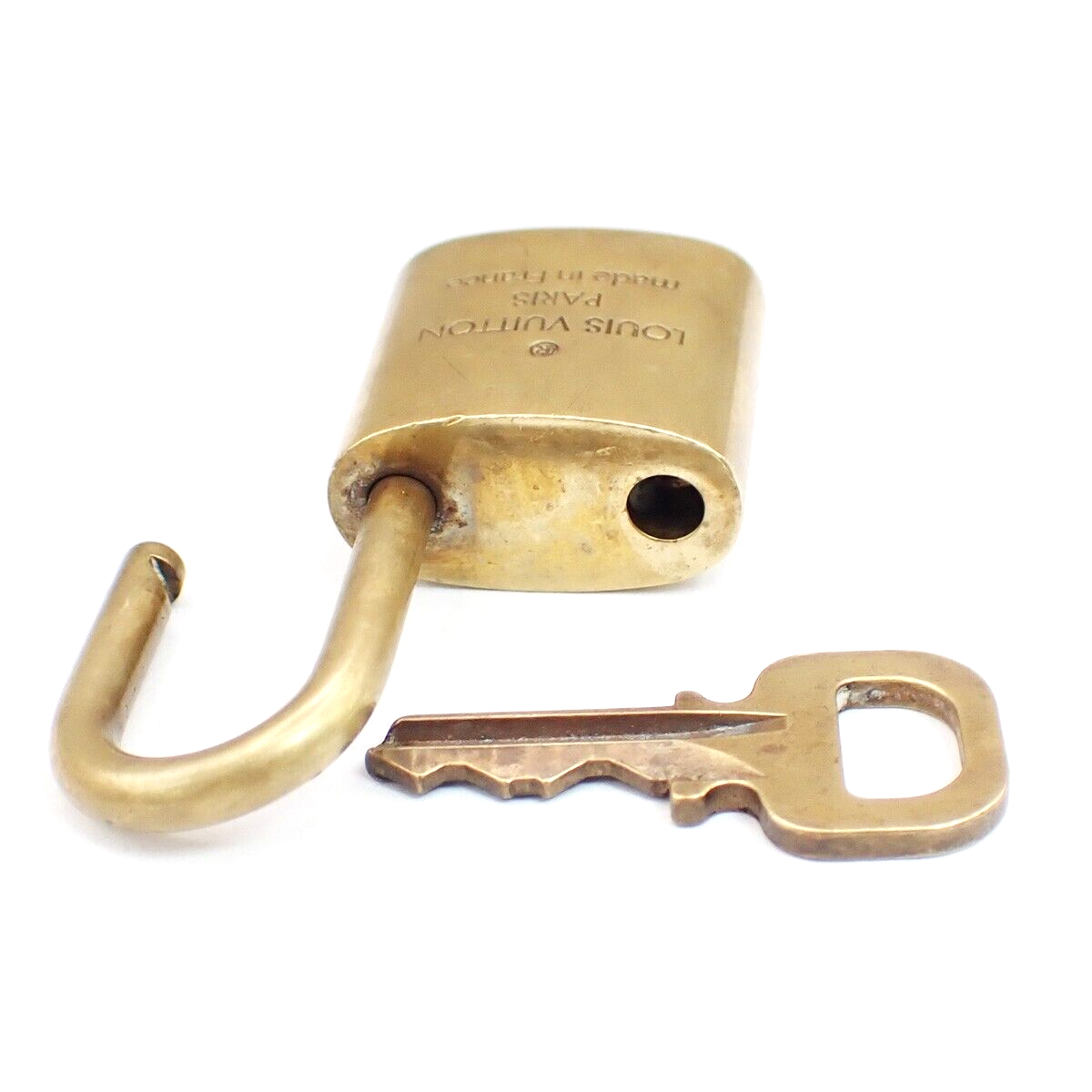 LOUIS VUITTON LV 10 Set  Padlock Key Bag Charm Cadena Gold Plated France 62YF812