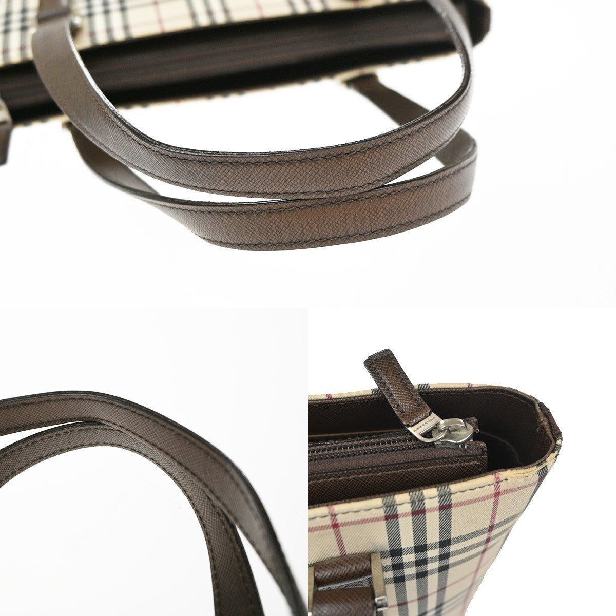 BURBERRY Logo Nova Check Shoulder Hand Bag Canvas Leather Beige Brown 38RQ001