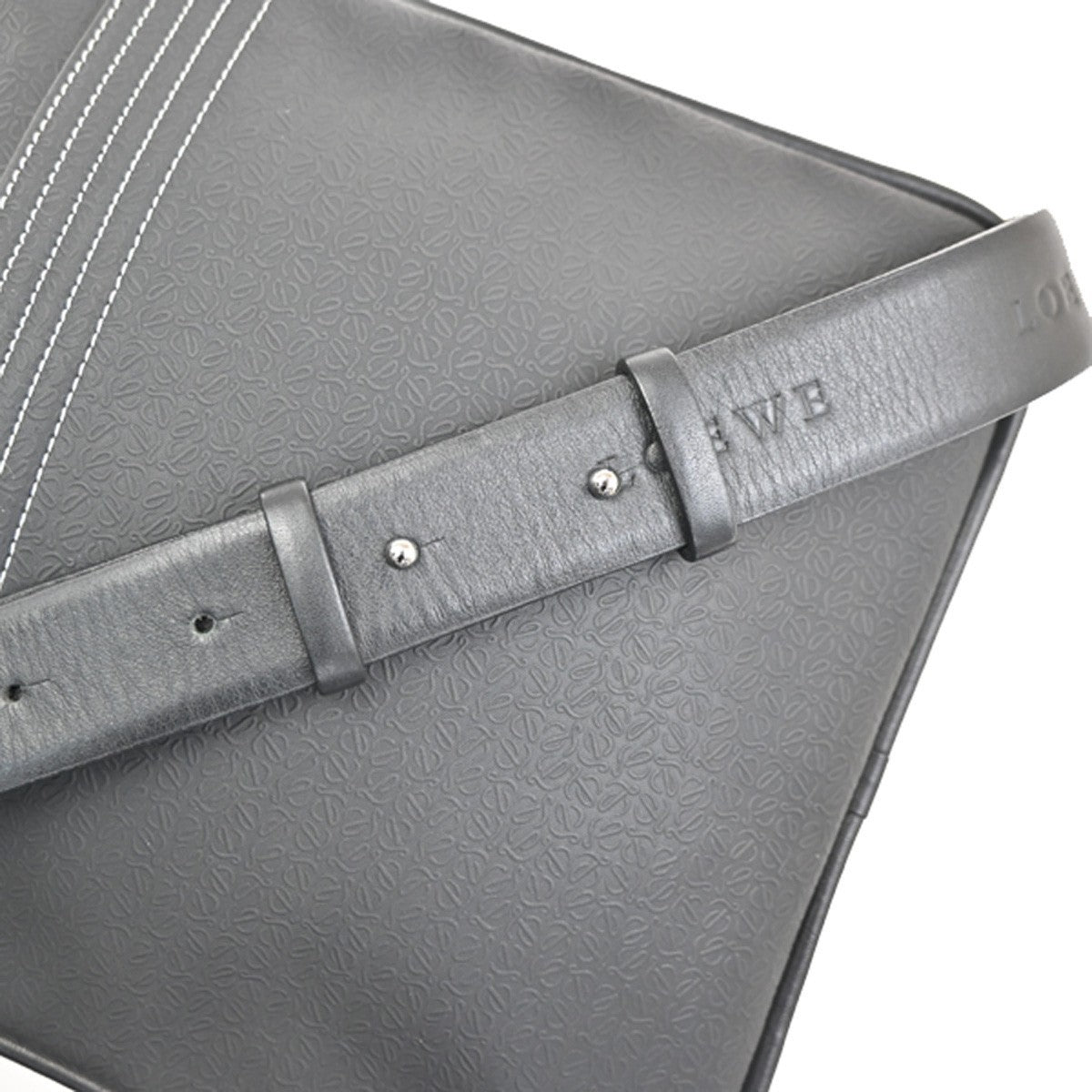 LOEWE Logo Repeat Anagram Shoulder Bag PVC Leather Black SHW Spain 32MA691
