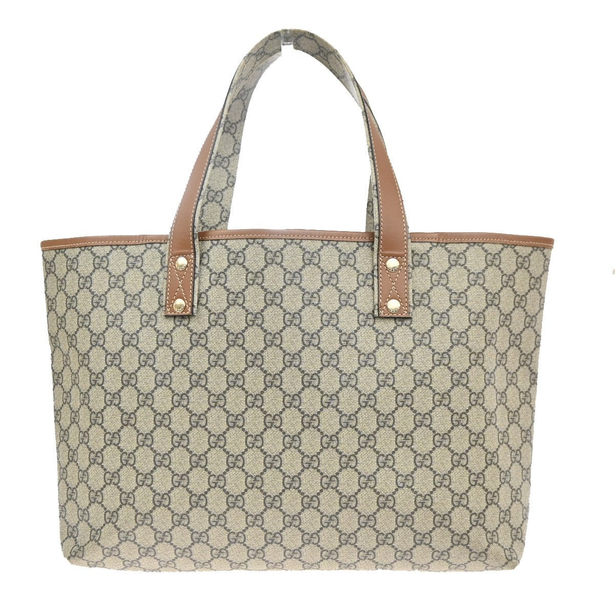 GUCCI Logo Sherry GG Pattern Hand Tote Bag PVC Leather Beige Italy 35KC867