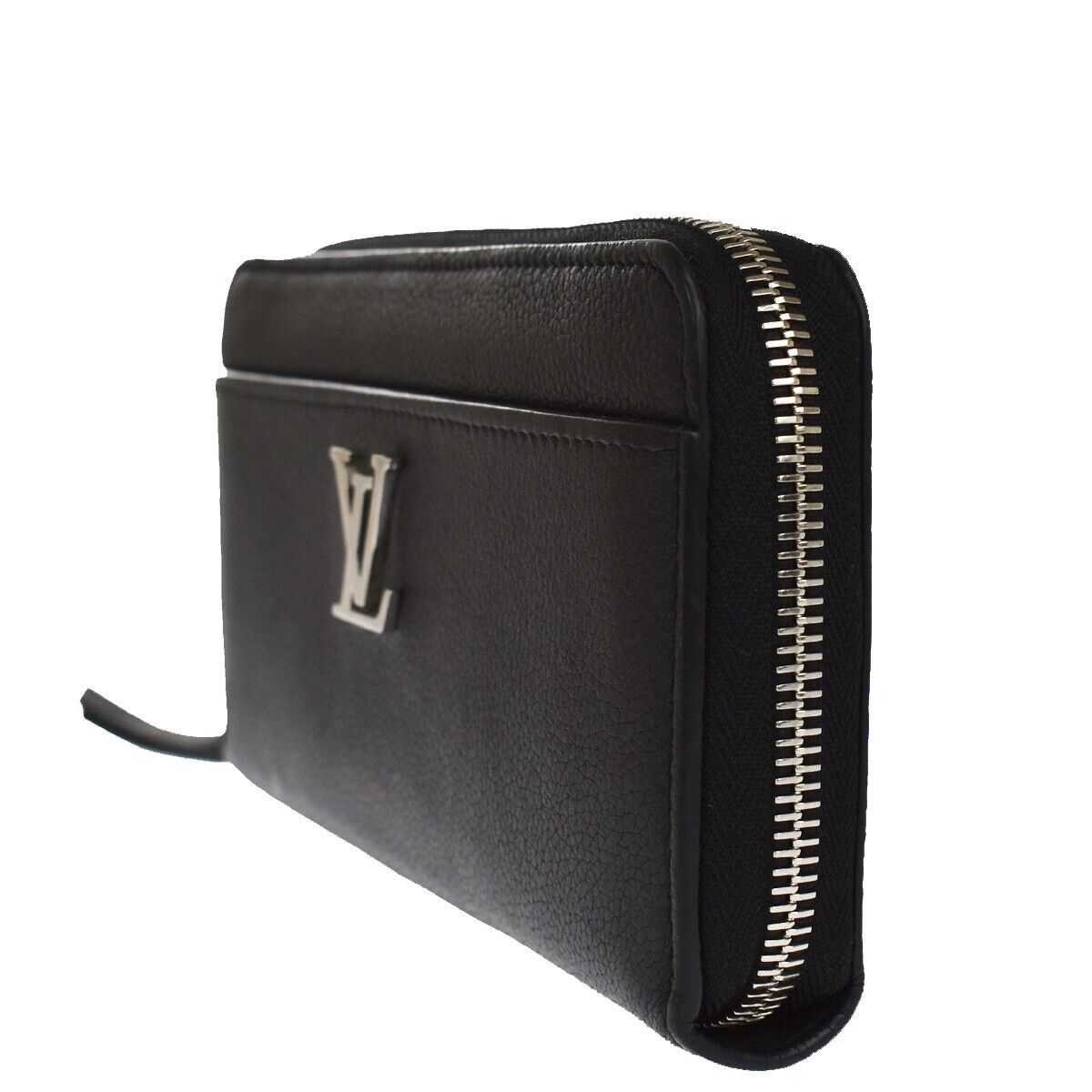 LOUIS VUITTON LV Logo Lockme Long Zipper Wallet Black Spain M62622 86GA837
