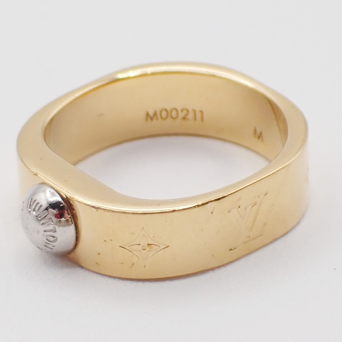 LOUIS VUITTON Nanogram Ring Size M Gold Silver Italy Accessory M00211 67EG247