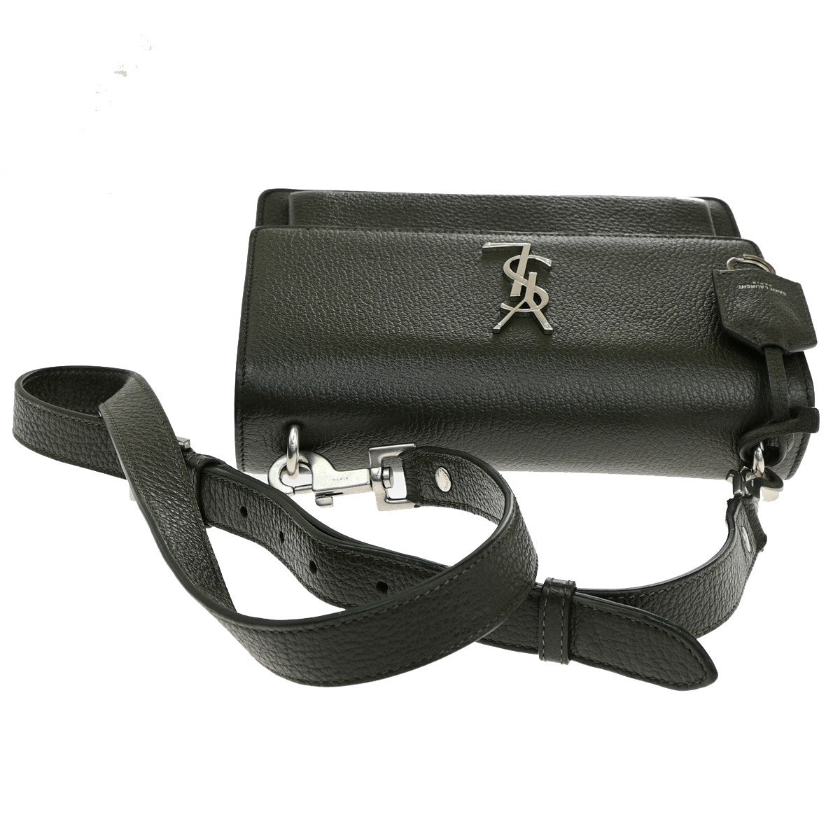 SAINT LAURENT Logo Sunset Medium Shoulder Bag Leather Gray SHW Italy 628RL071