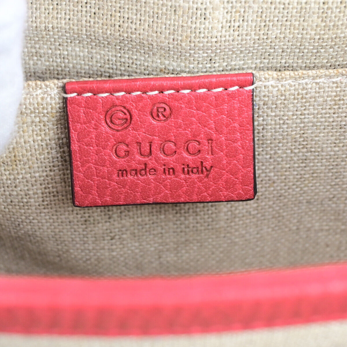 GUCCI Logo Interlocking G Chain Mini Shoulder Bag Leather Red GHW Italy 52YG617