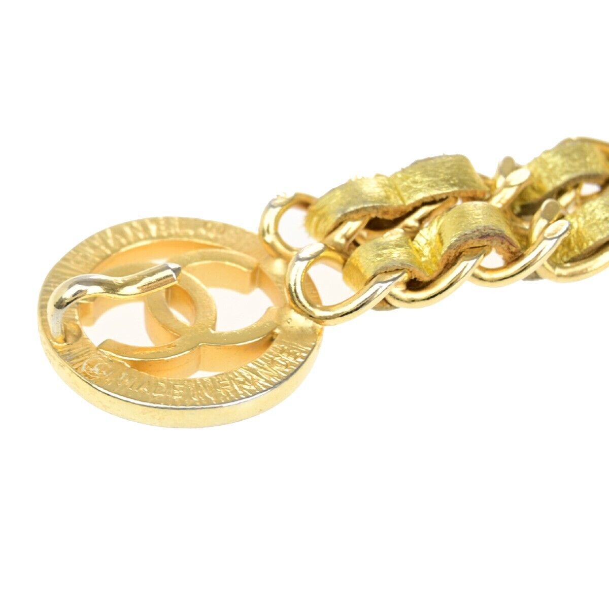 CHANEL CC Logo Coin Chain Belt Leather Gold GHW France Accessory 72RK432