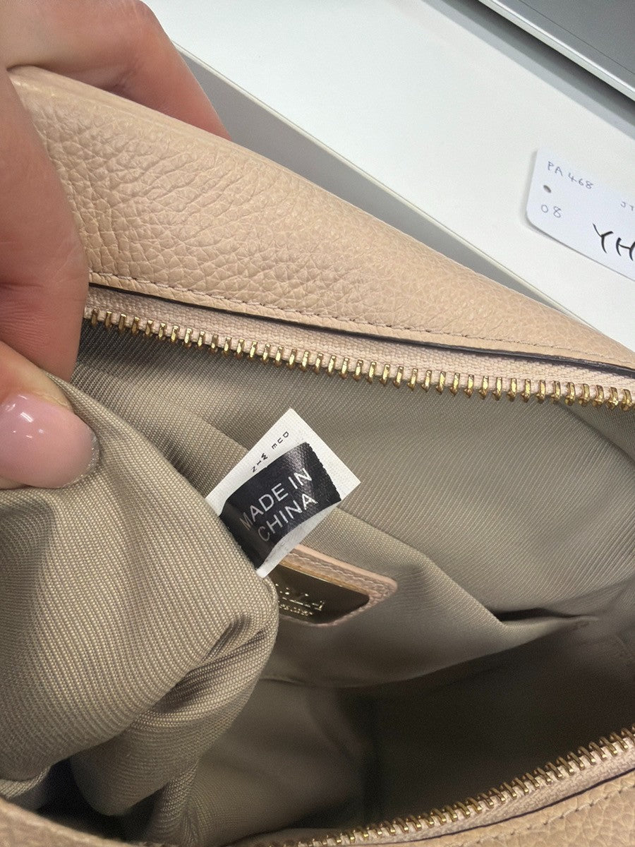 FURLA Logo Crossbody Shoulder Hand Bag Leather Beige GHW 08YH853
