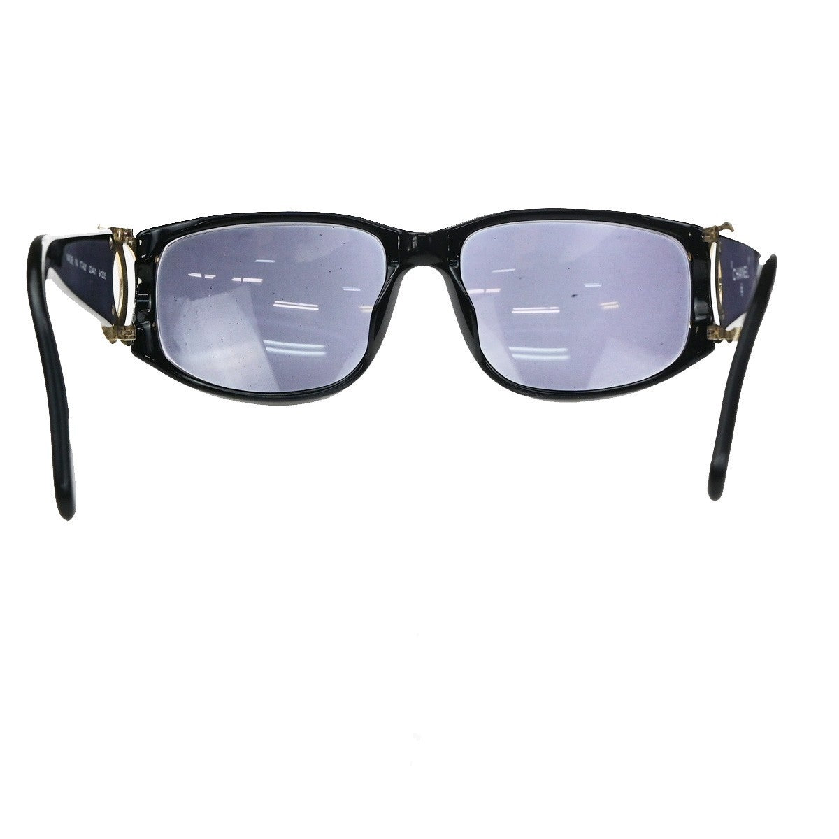 CHANEL CC Logos Sunglasses Eye Wear Plastic Black Gold 02461 63RQ088