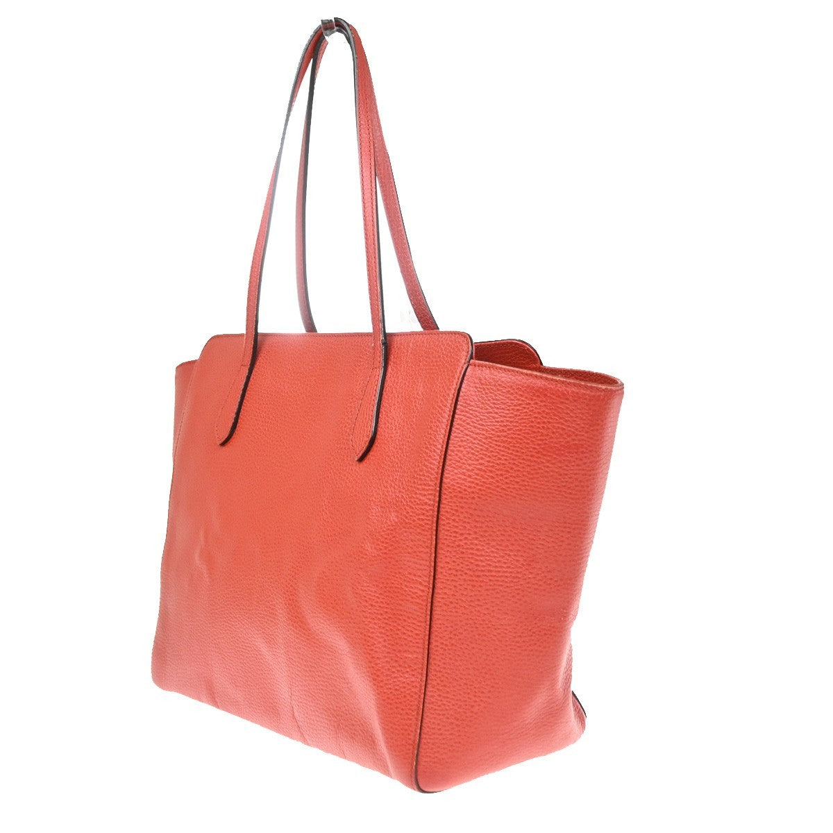 GUCCI Logo Swing Shoulder Tote Hand Bag Leather Red GHW Italy 84CA871