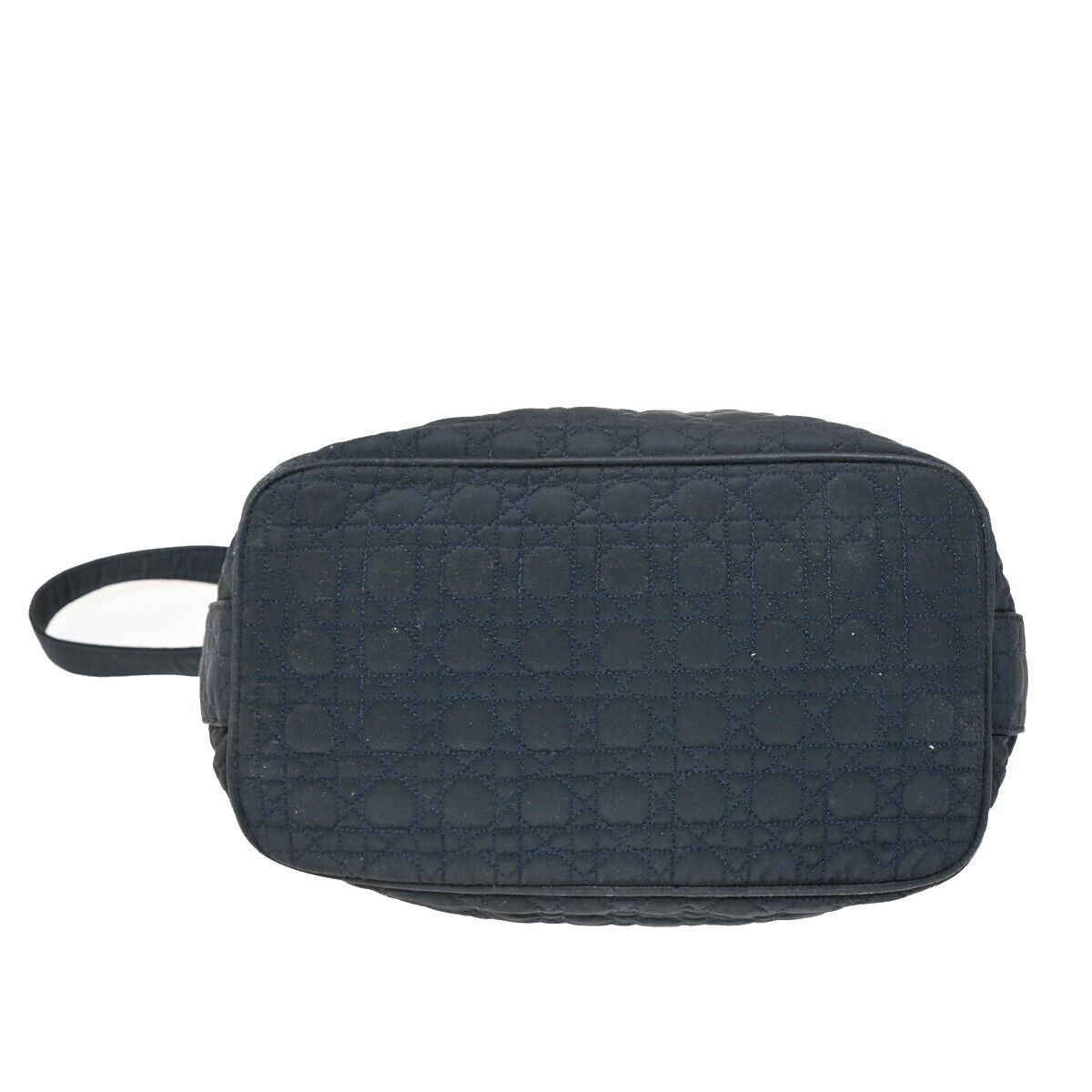 CHRISTIAN DIOR  Cannage Bucket Shoulder Bag Canvas Leather Navy Blue 86SH958