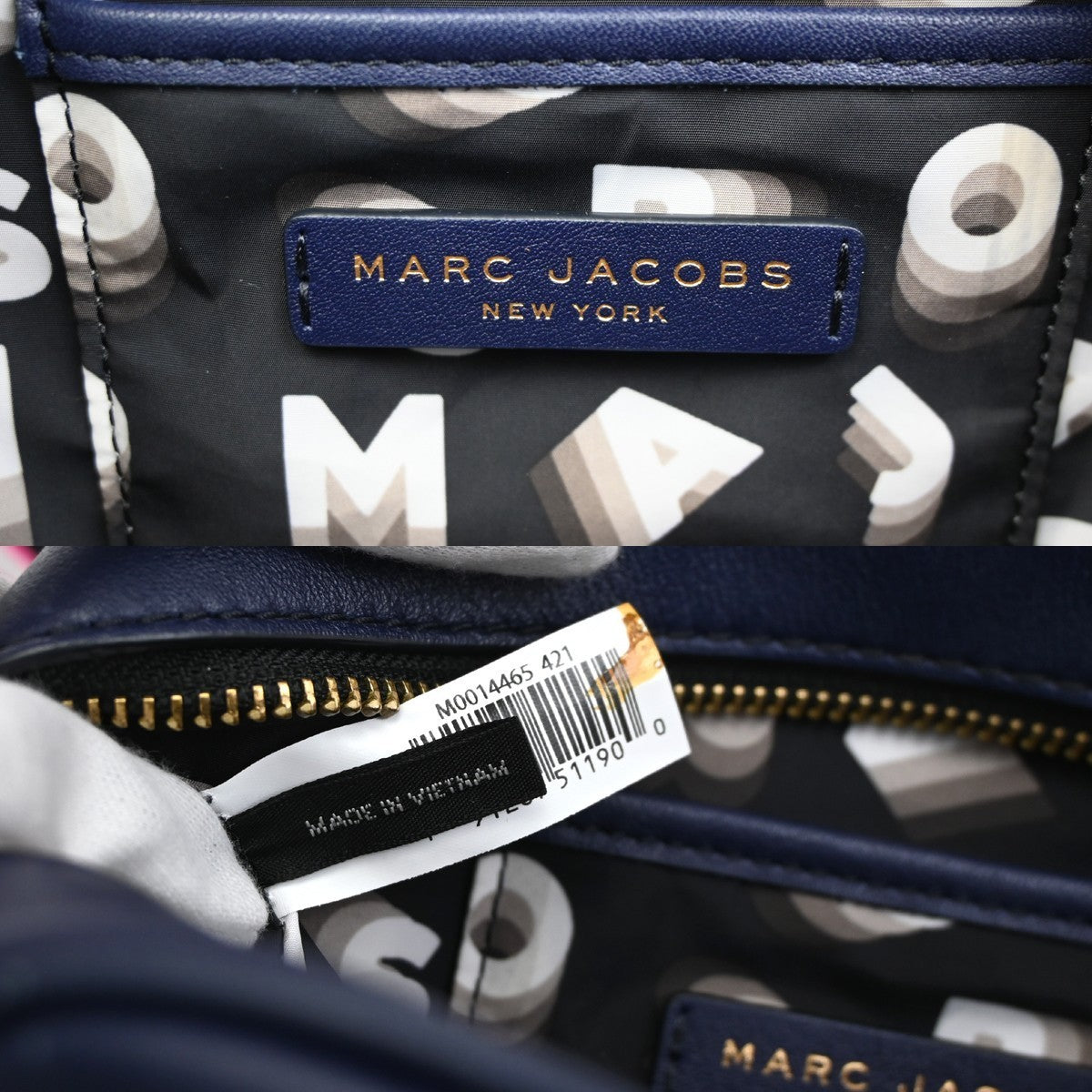 MARC JACOBS Logo The Flash Crossbody Mini Shoulder Bag Leather Blue GHW 61YH854