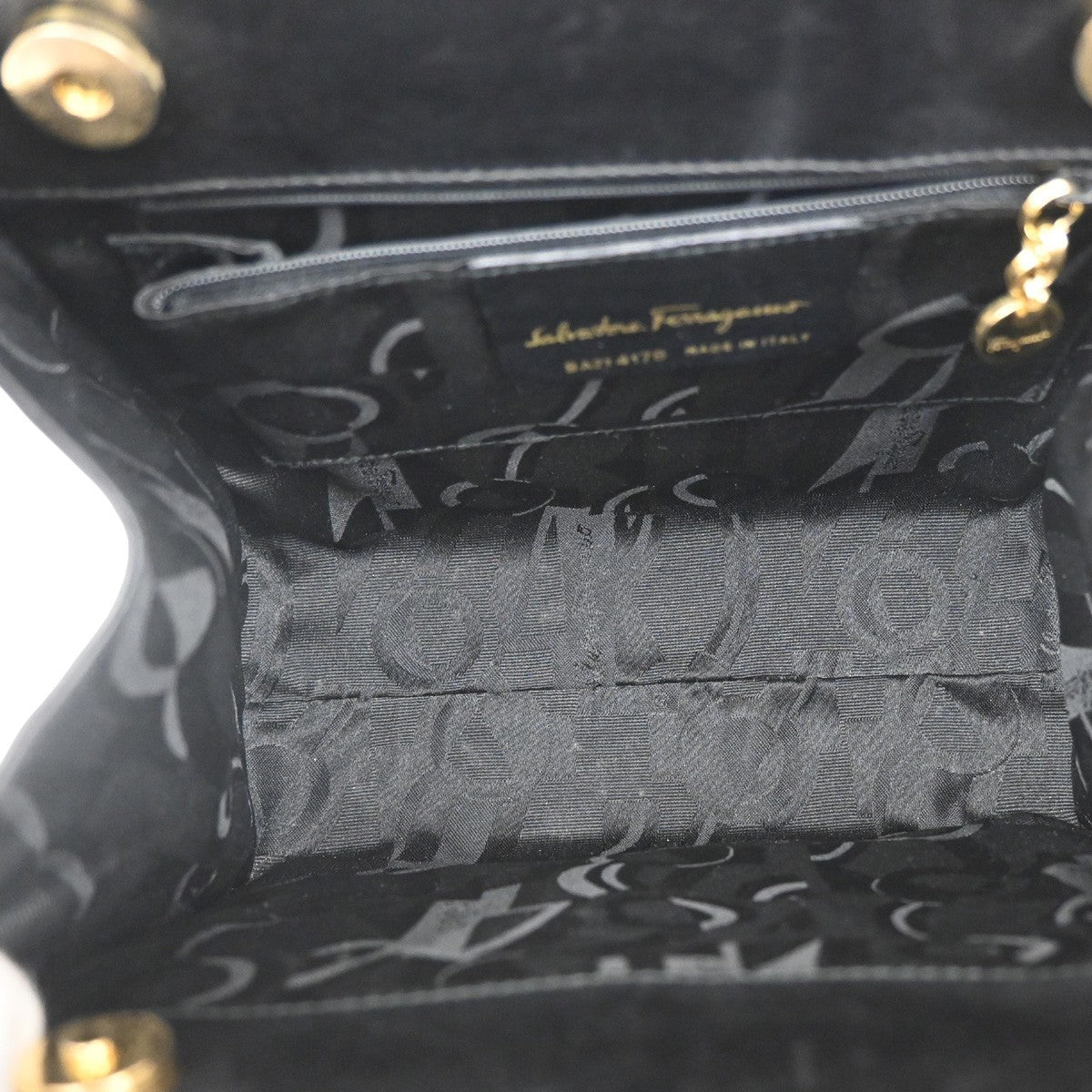 SALVATORE FERRAGAMO Logo Vara Hand Bag Leather Canvas Black GHW Italy 62KB114