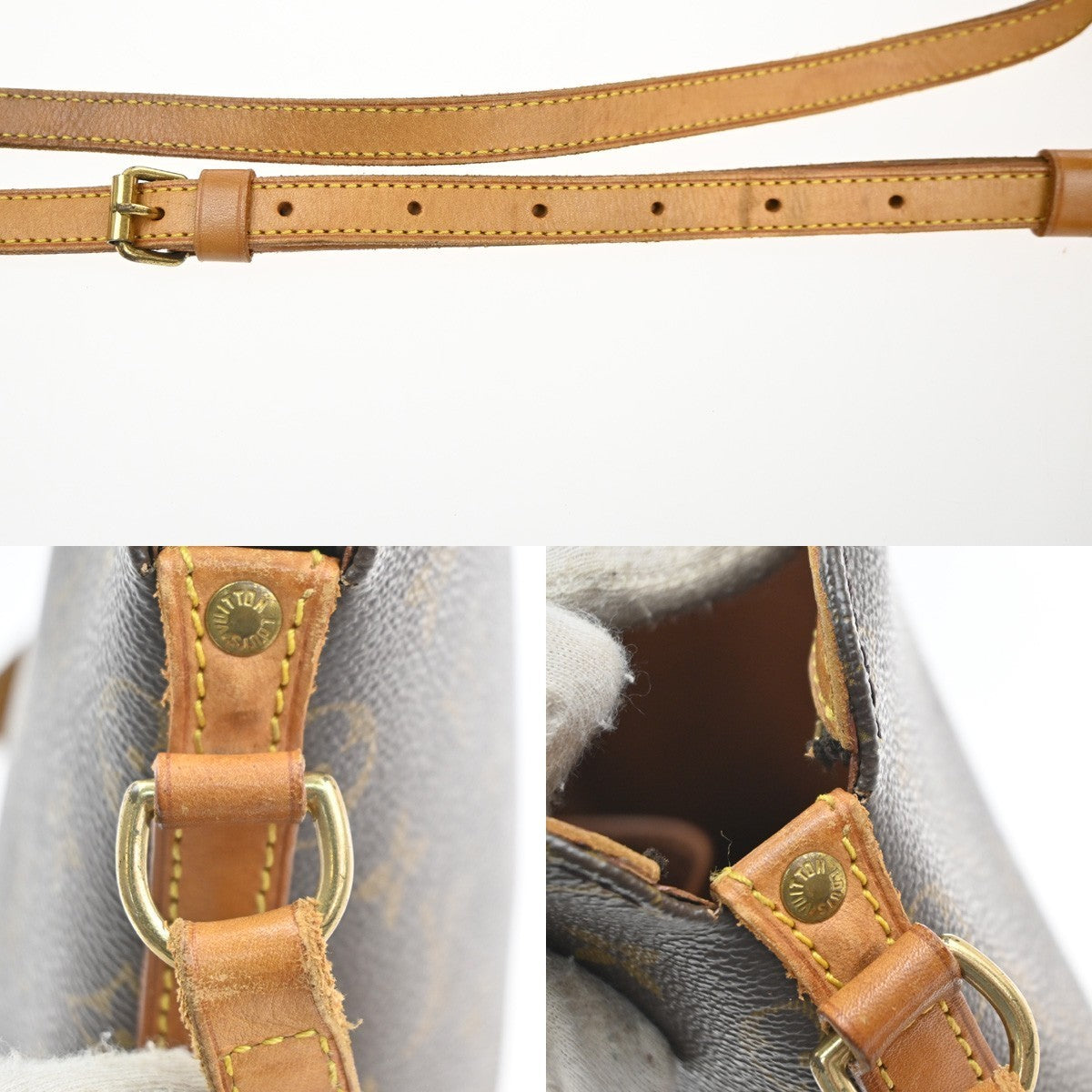 LOUIS VUITTON Logo Drouot Shoulder Bag Monogram Leather Brown M51290 72MA365
