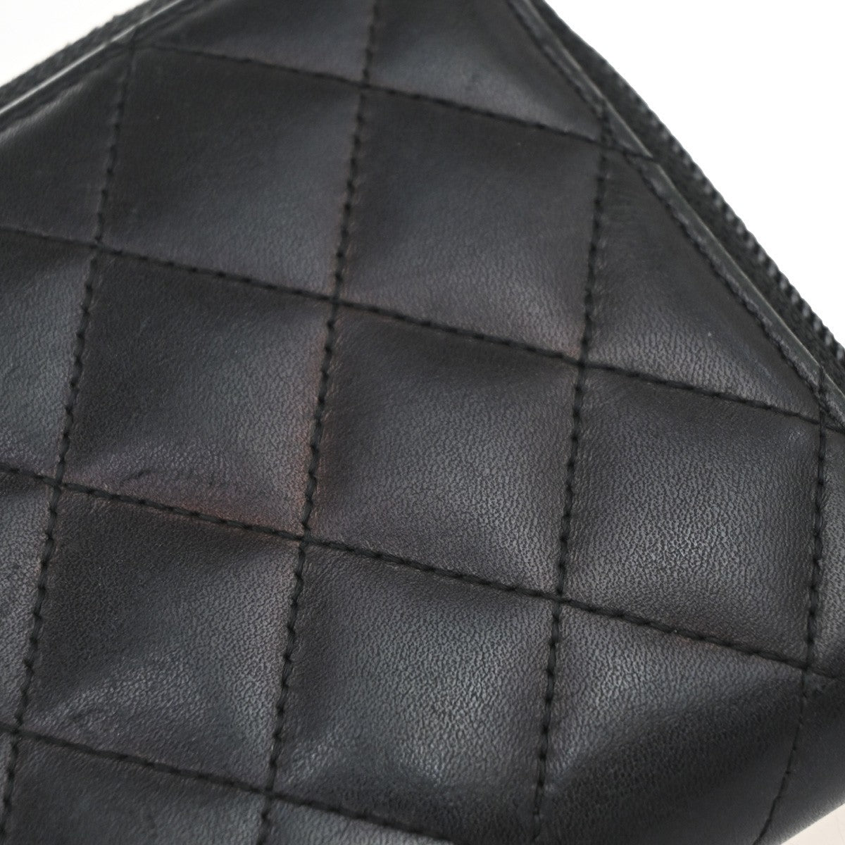 CHANEL CC Cambon Long Zipper Bifold Wallet Leather Patent Leather Black 30RF618