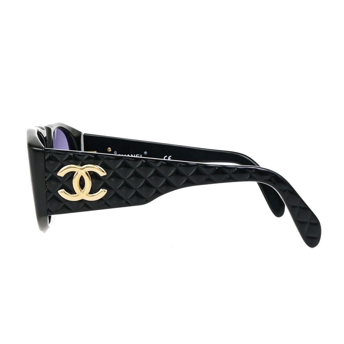 CHANEL CC Logo Matelasse Sunglasses Eye Wear Plastic Black GHW 01450 04RK668
