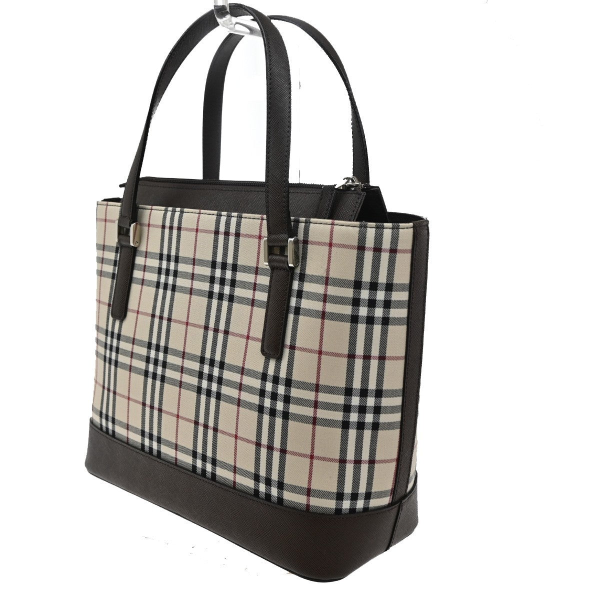 BURBERRY Logo Nova Check Shoulder Tote Bag Canvas Leather Beige Brown 32RL617