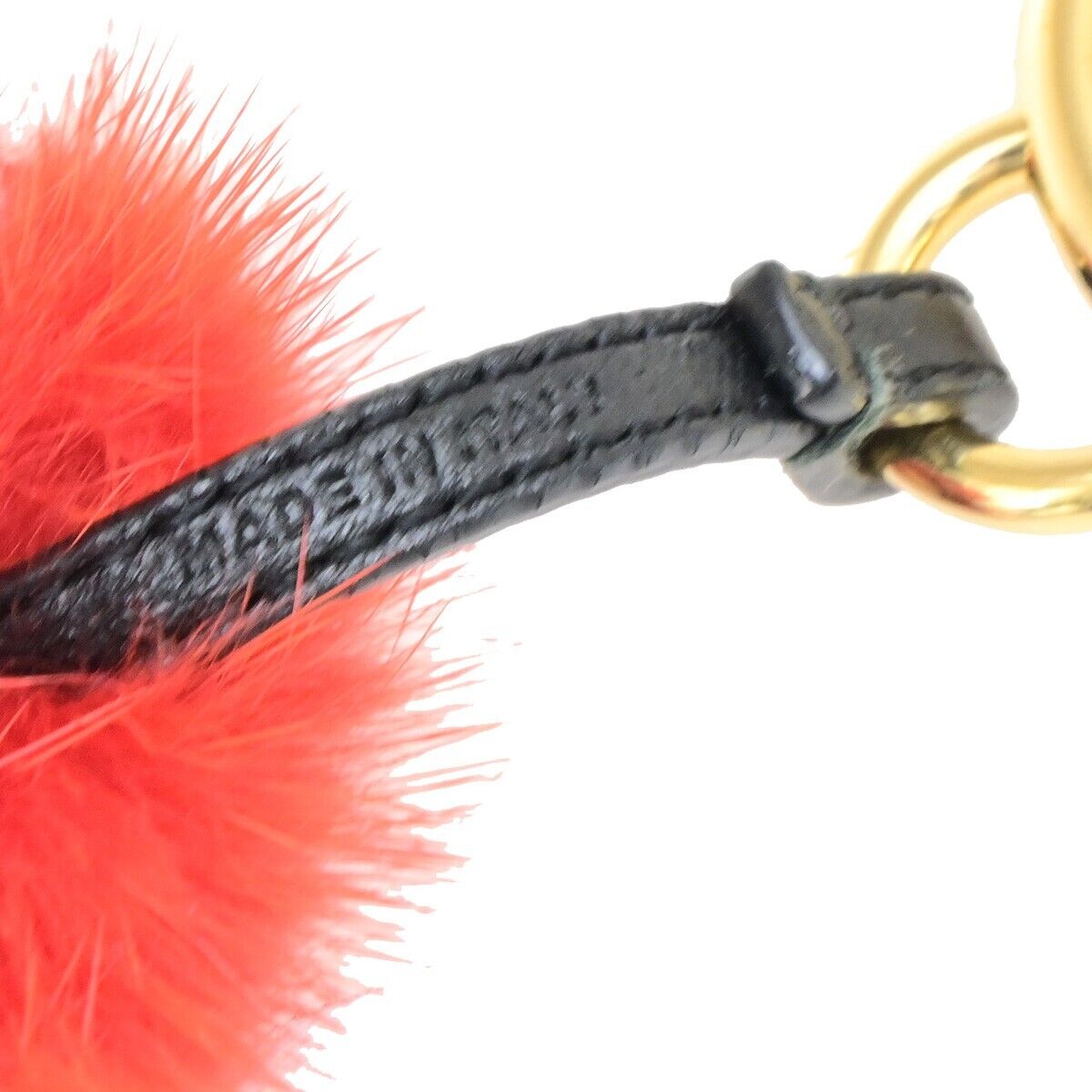 FENDI Logo Zucca Pattern Monster Bag Charm Key Ring Metal Fur Canvas Red 69KA428