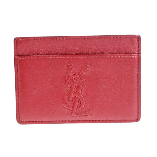 YVES SAINT LAURENT YSL Logo Card Case Wallet Leather Red Made in Italy 63EB822