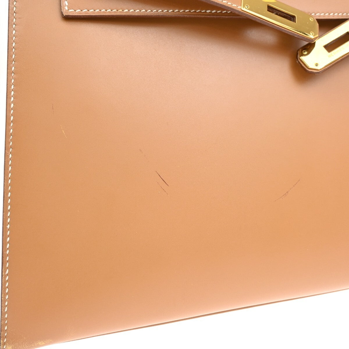 HERMES Kelly 32 2Way Shoulder Hand Bag Chamonix Leather Natural GHW 6640RL144
