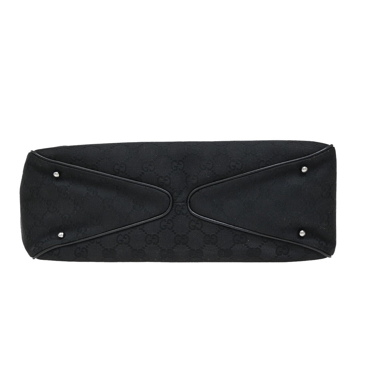 GUCCI Logo GG Pattern Shoulder Hand Bag studs Canvas Leather Black Italy 61EE316