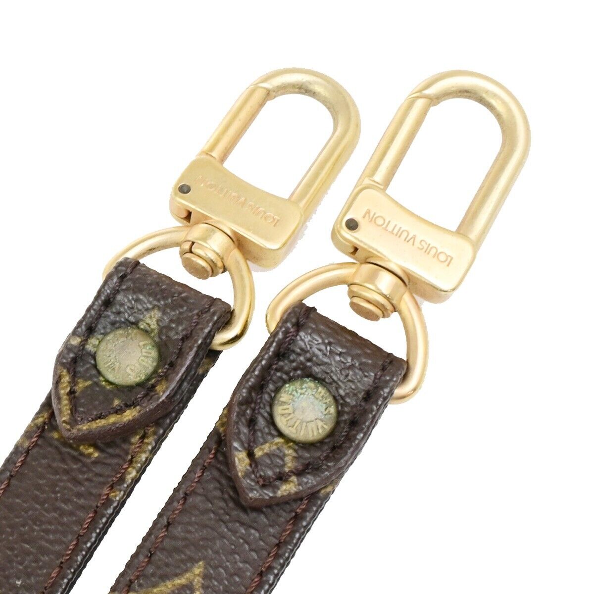 LOUIS VUITTON Shoulder Strap Monogram Leather Brown Gold Bag Accessory 69FB299