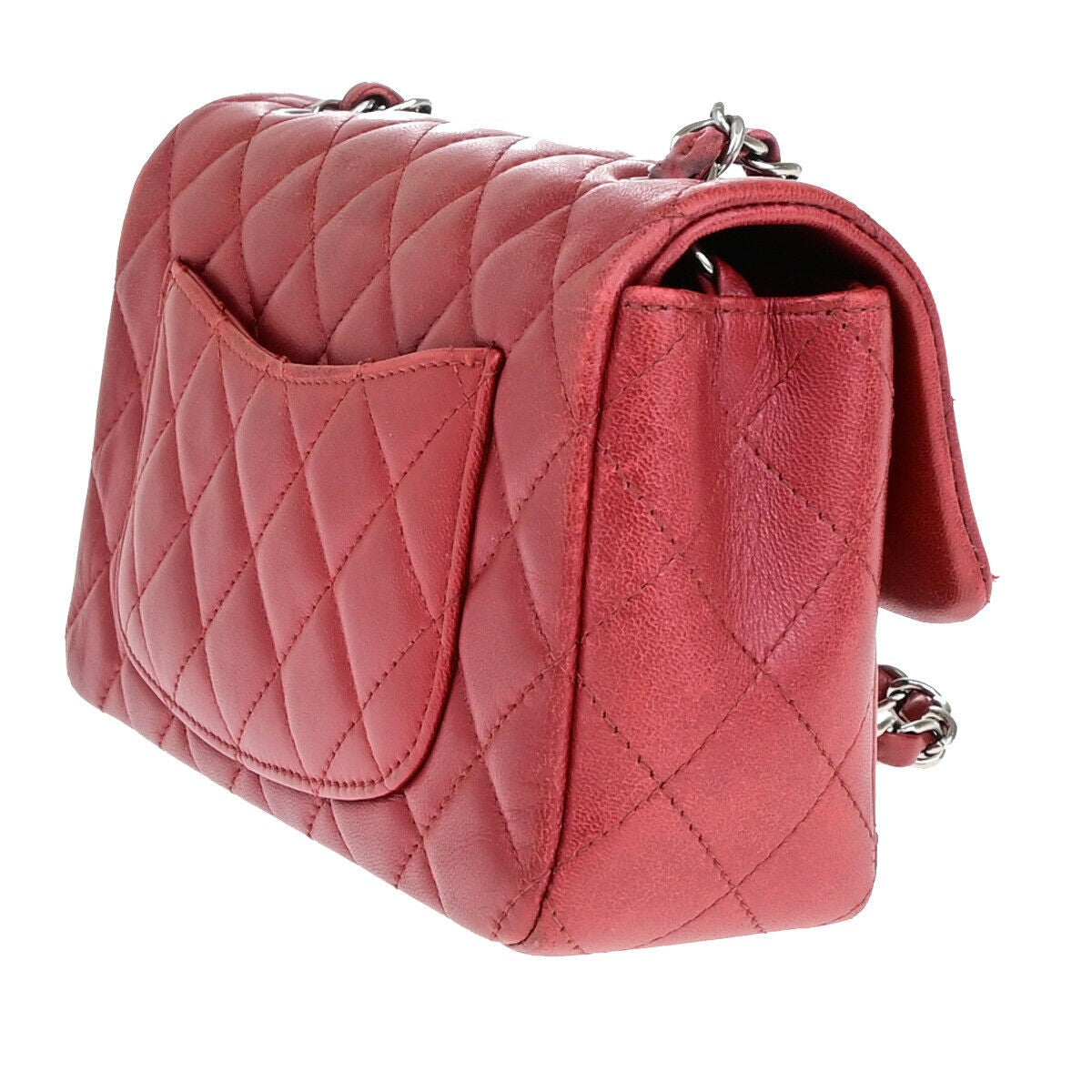 CHANEL CC Mini Matelasse Chain Shoulder Bag Leather Red SHW Italy 321RK069