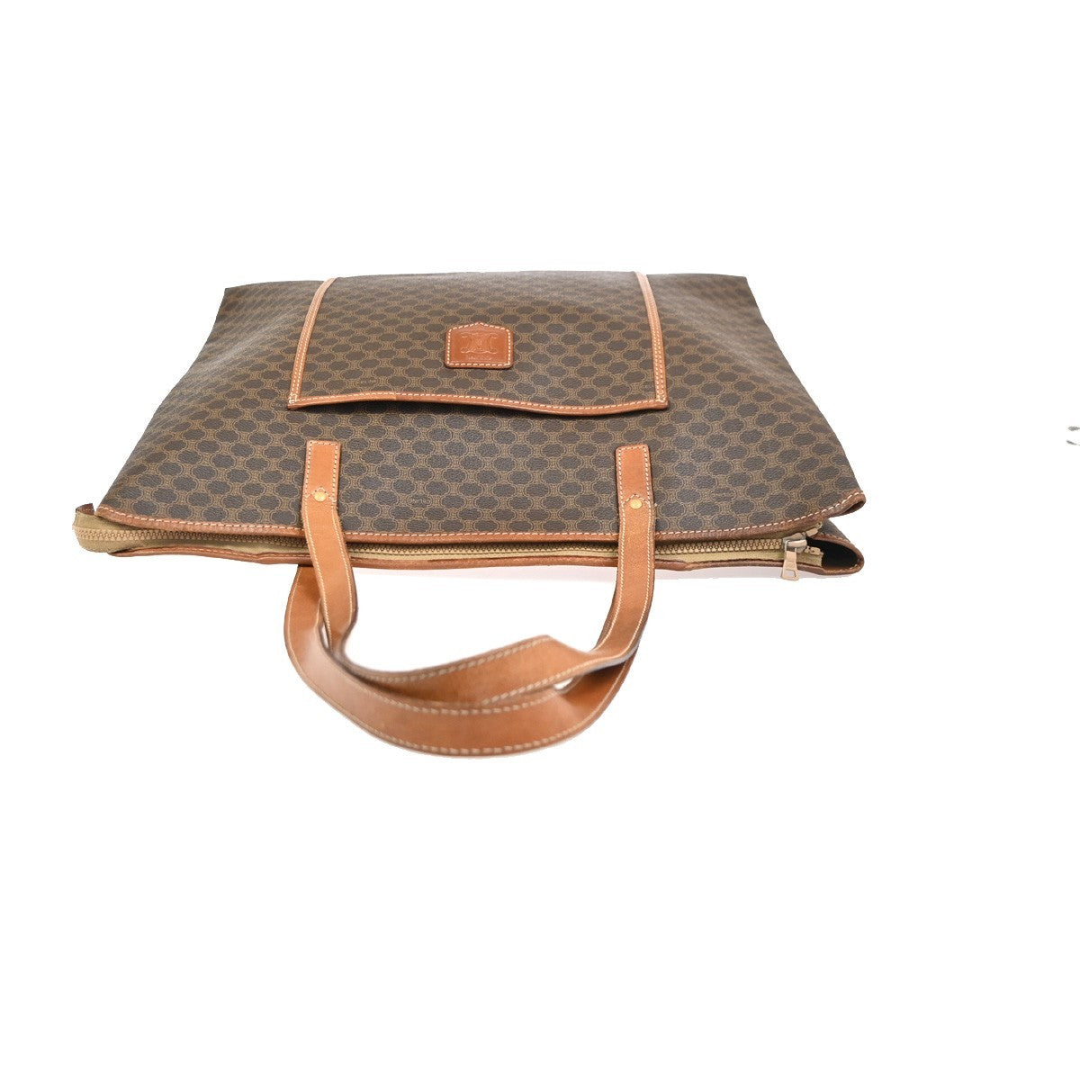 CELINE Logo Macadam Pattern Shoulder Bag PVC Leather Brown GHW Italy 69KC941