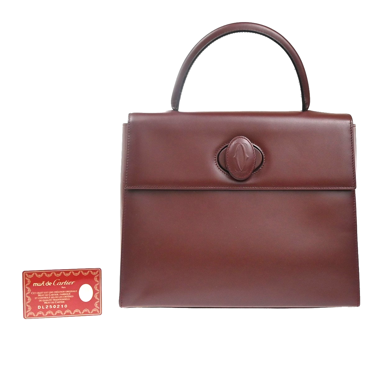 MUST DE CARTIER 2C Logo Shoulder Hand Bag Leather Red GHW Italy 87YJ120