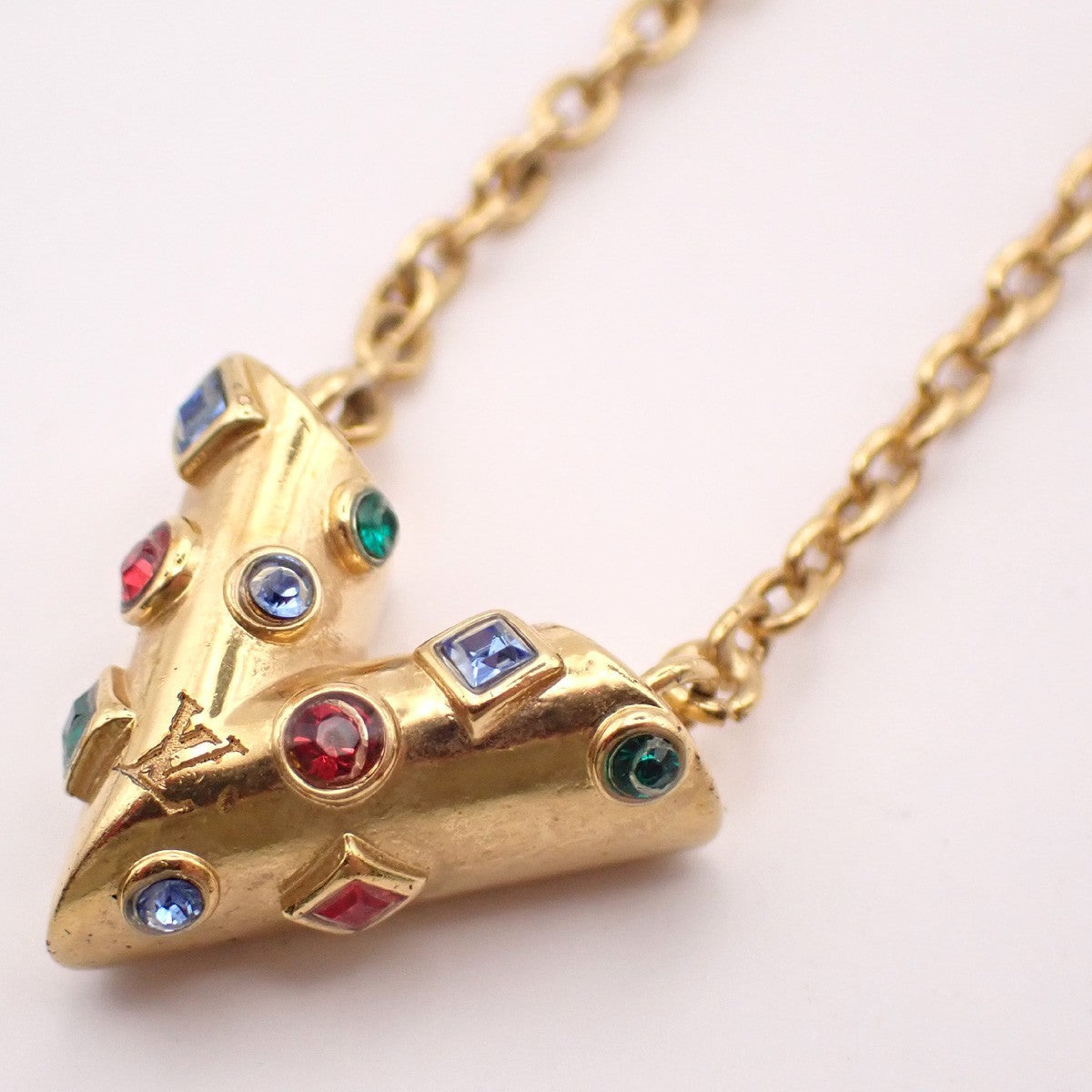 LOUIS VUITTON Essential V Planet Necklace Rhinestone GHW M68920 37EG281