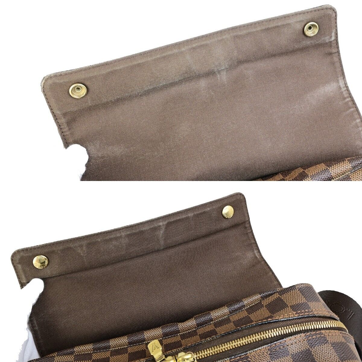 LOUIS VUITTON Naviglio Shoulder Bag Damier Ebene Leather Brown N45255 35FB268