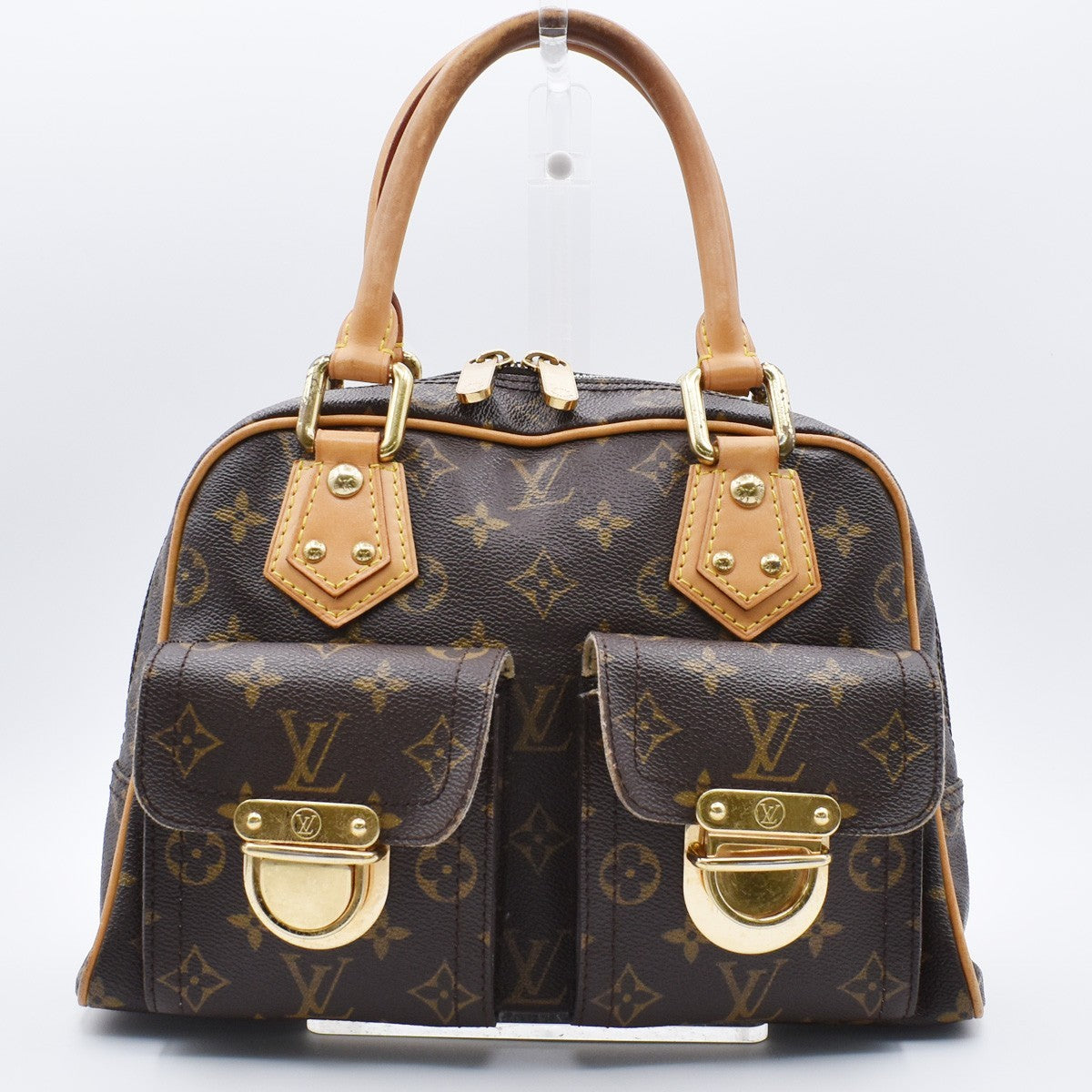 LOUIS VUITTON Manhattan PM Hand Bag Monogram Leather Brown Gold M40026 18AA035