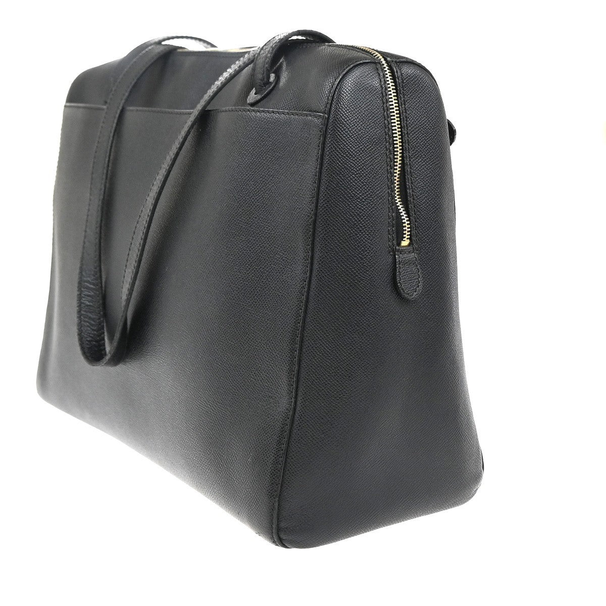 CHANEL CC Logo Shoulder Tote Bag Grained Calfskin Leather Black Vintage 98RP018
