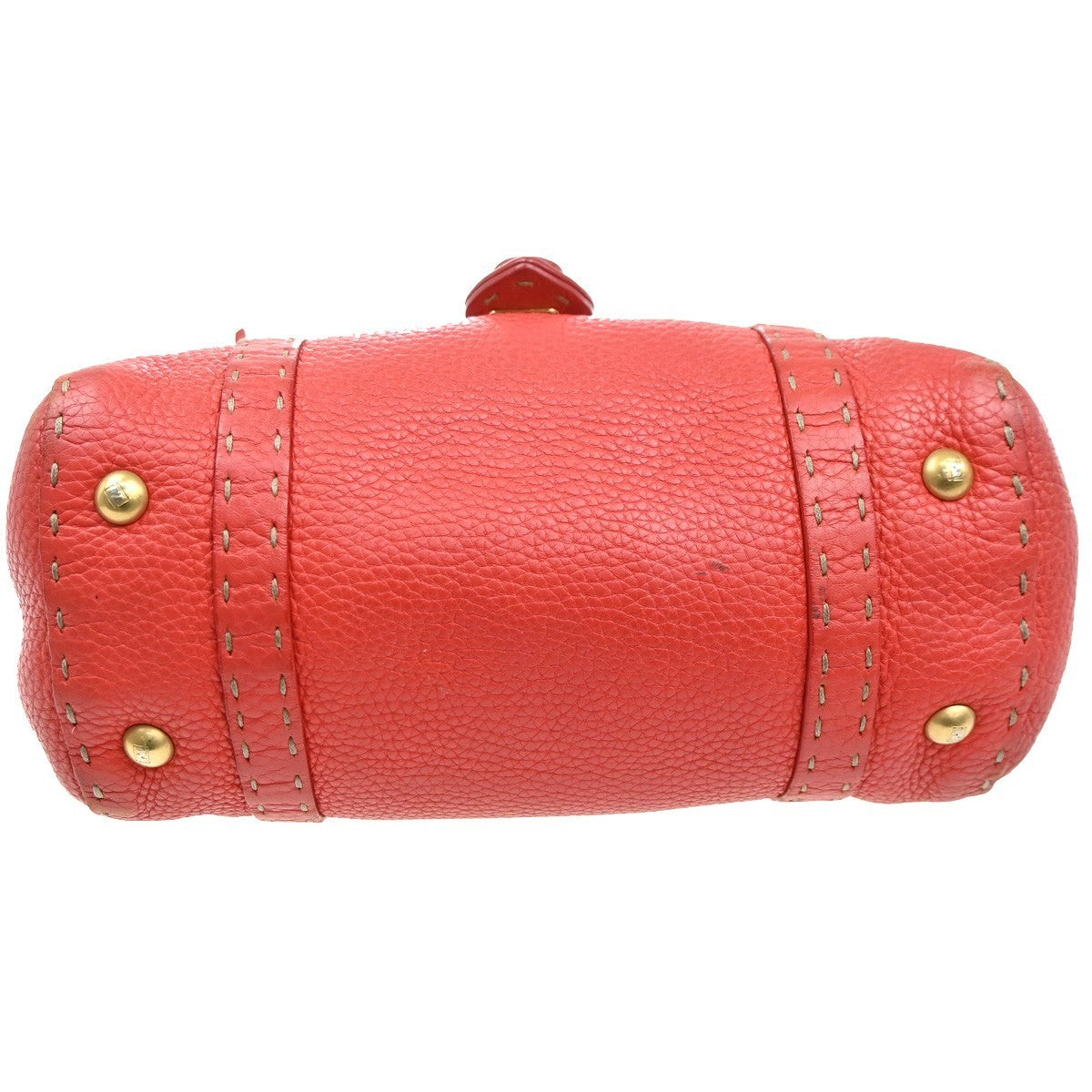 FENDI Logo Selleria Mini Linda Hand Bag Leather Red GHW Italy 31MA128