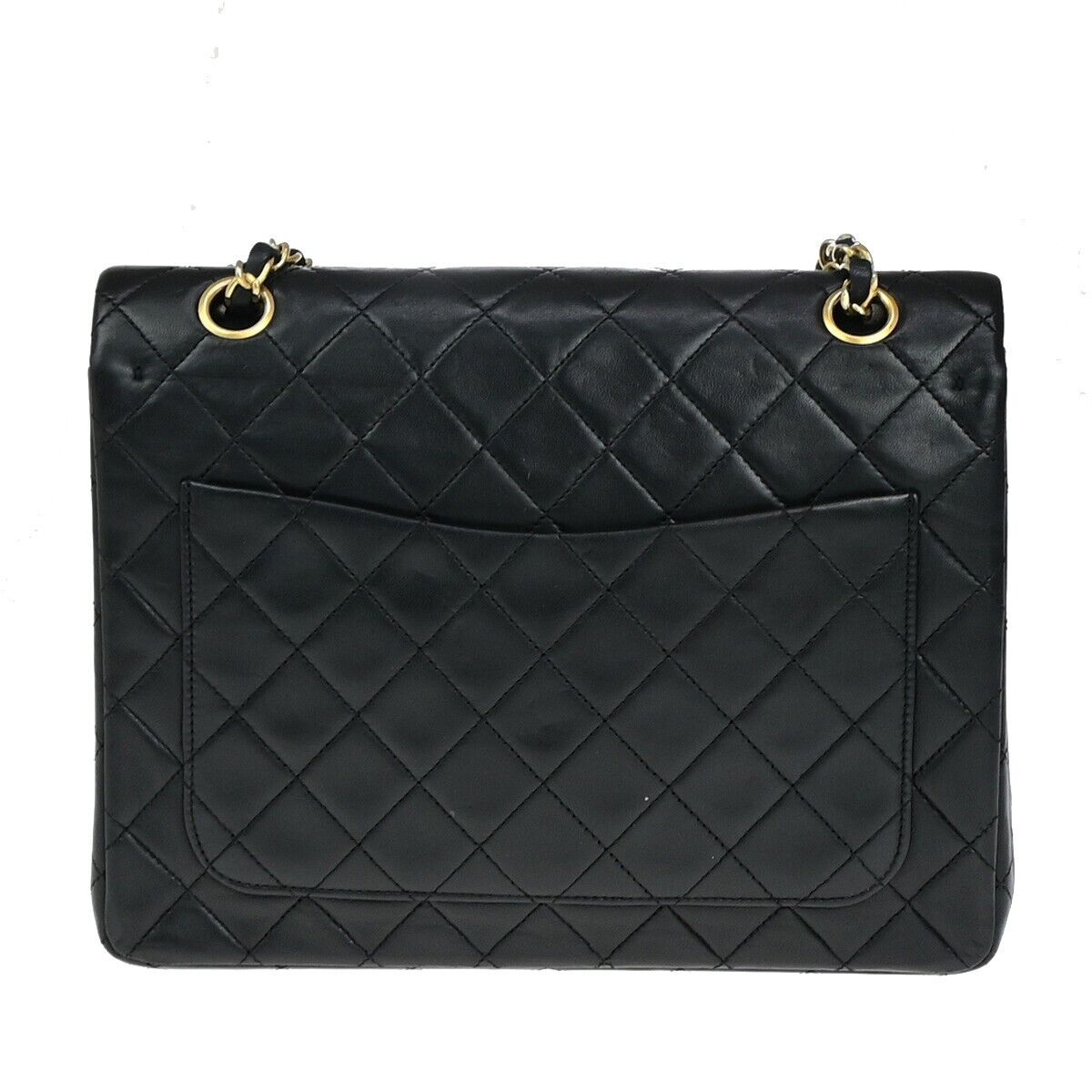 CHANEL Matelasse 25 Double Flap Chain Shoulder Bag Leather BK Vintage 344RK671