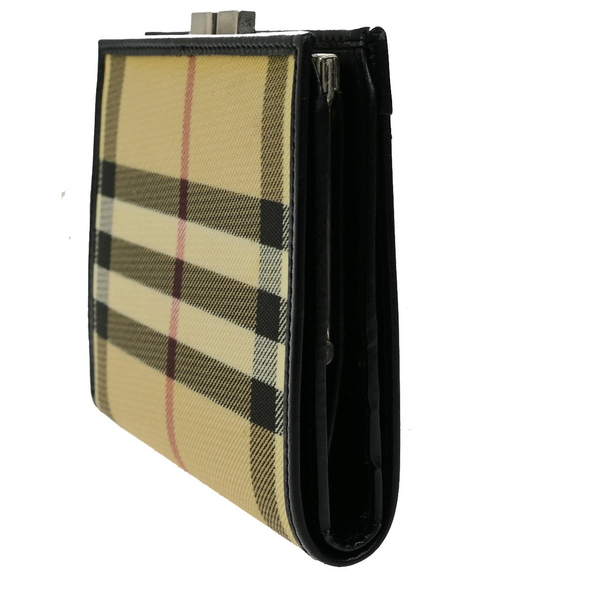 BURBERRY Logo Nova Check Compact Bifold Wallet Purse PVC Leather BN BK 07YH513
