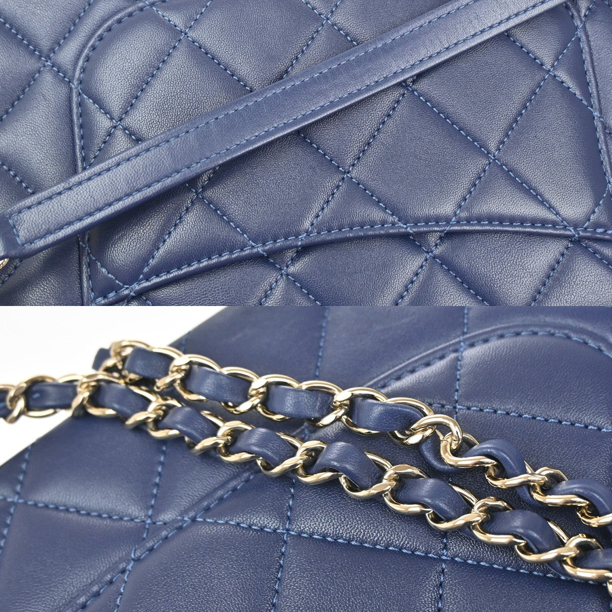 CHANEL Trendy CC Top Handle Chain Shoulder Hand Bag Leather Blue GHW 770RL385