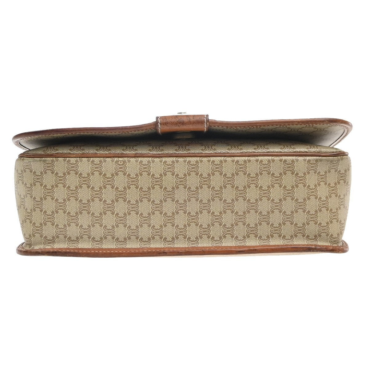 CELINE Logo Macadam Pattern Shoulder Bag PVC Leather Beige GHW Italy 68KC717
