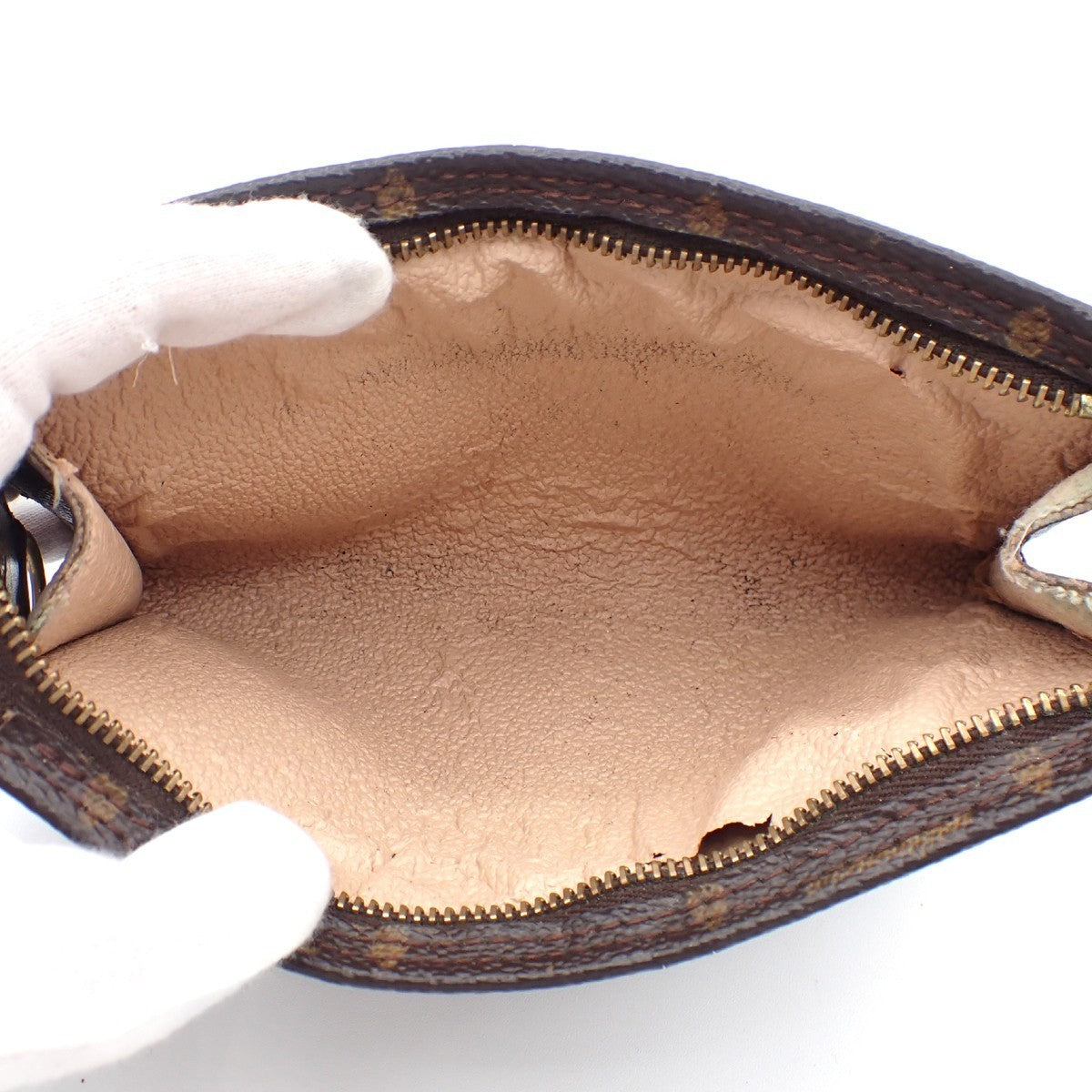 LOUIS VUITTON Logo BUCKET PM Pouch Bag Monogram Leather Brown France 02KC143