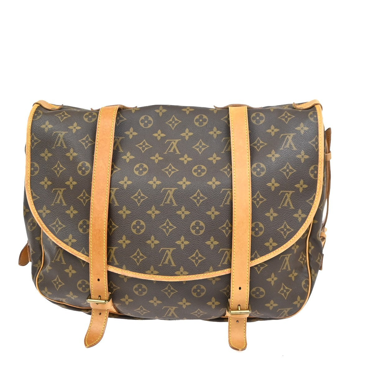 LOUIS VUITTON Logo Saumur 43 Shoulder Bag Monogram Leather Brown M42252 12YH900