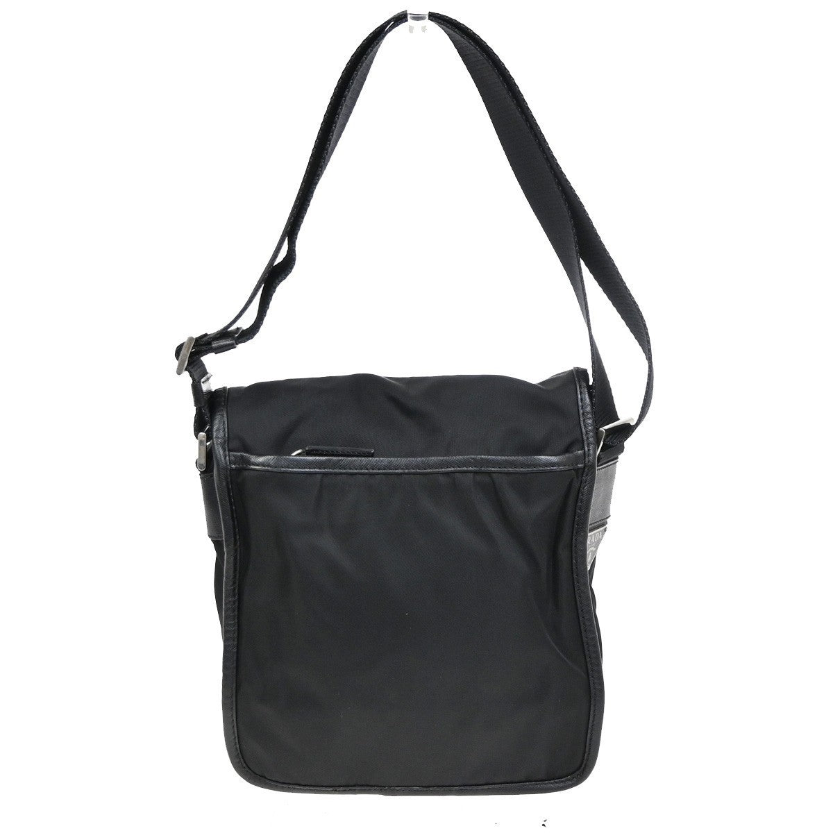 PRADA MILANO Logo Tessuto Shoulder Bag Nylon Leather Black SHW Italy 38KC611