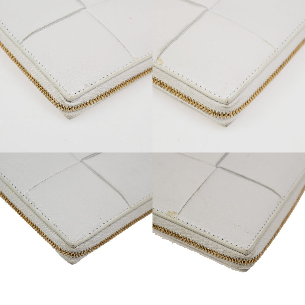 BOTTEGA VENETA Cassette Intrecciato Zippy Long Wallet Leather White GHW 64KB978