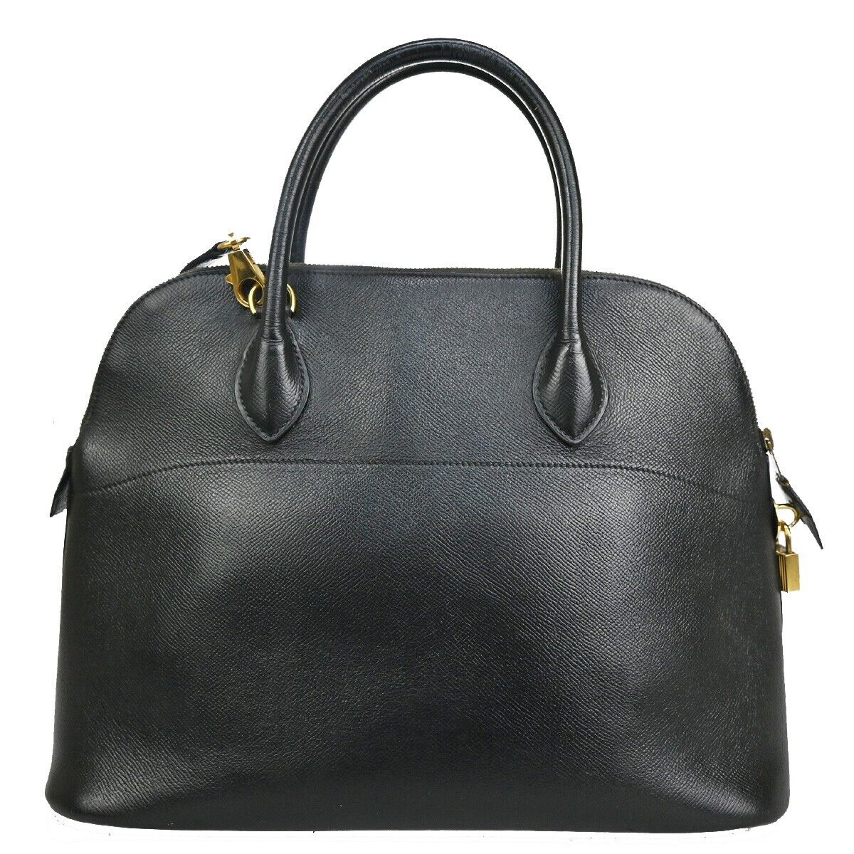 HERMES Bolide 37 2Way Shoulder Hand Bag Epsom Leather Black Yellow 310RC624