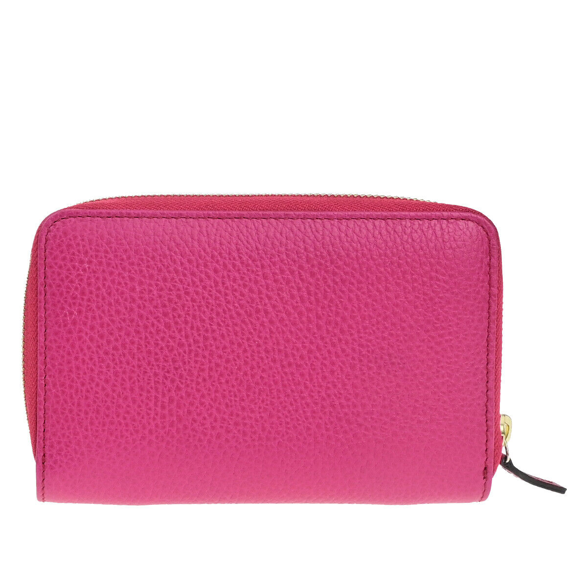 GUCCI Logo Zipper Around Wallet Purse Leather Pink Gold Italy 31RK310