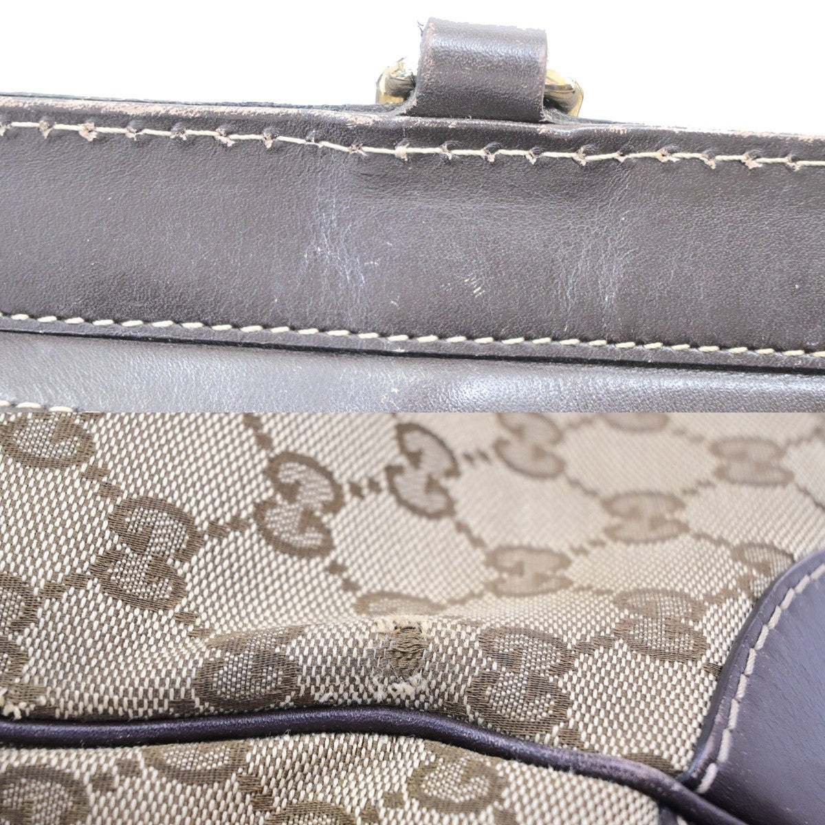 Gucci Logo Mayfair Bow Tote Bag GG Canvas Leather Beige/Brown GHW Italy 75PA125