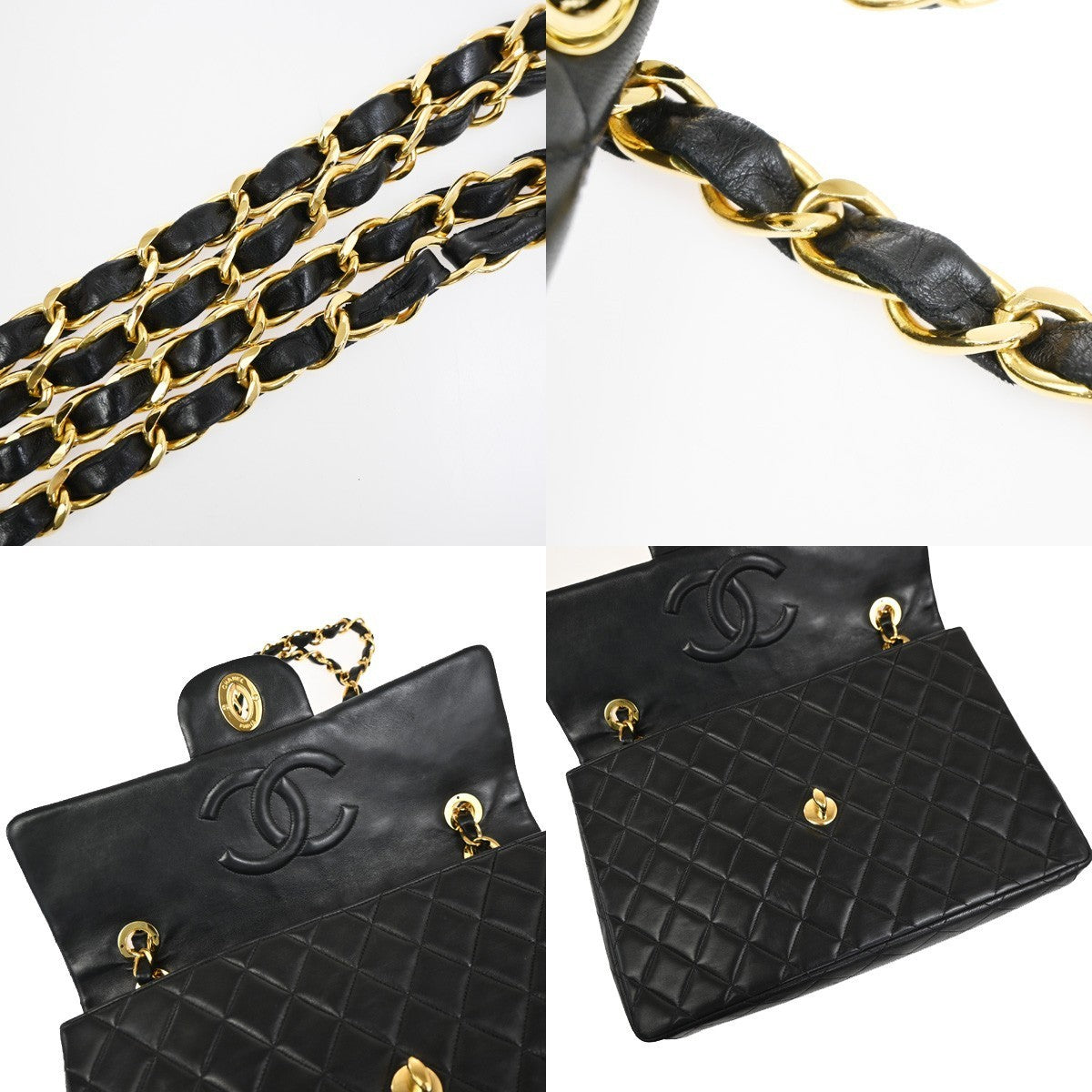 CHANEL CC Maxi Jumbo Matelasse 34 Chain Shoulder Bag Leather BK France 827RQ039