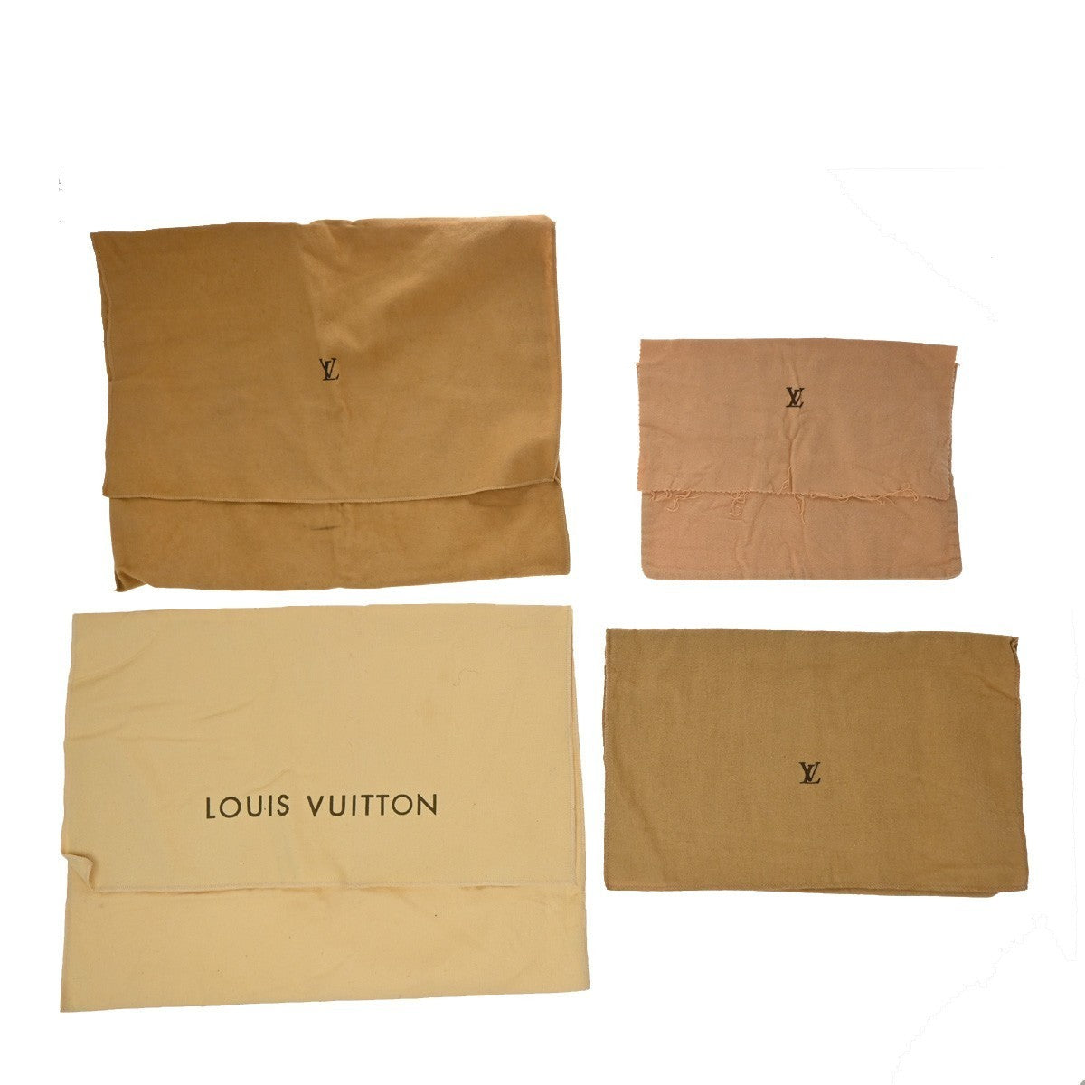 LOUIS VUITTON Logo 10 Set Dust Bag Drawstring Canvas Cotton Beige Brown 09KP190