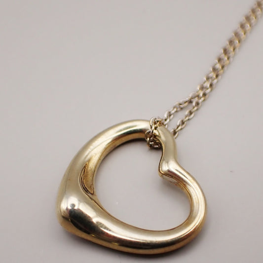 TIFFANY & CO. Open Heart 22mm Chain Necklace Silver Ag 925 Gold-Plated 01KA965